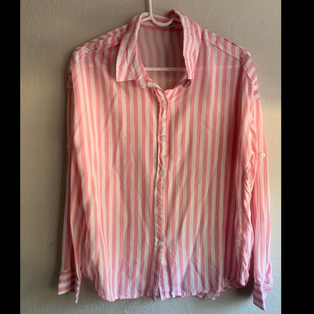 Pink and white striped overside bolsee (dress)